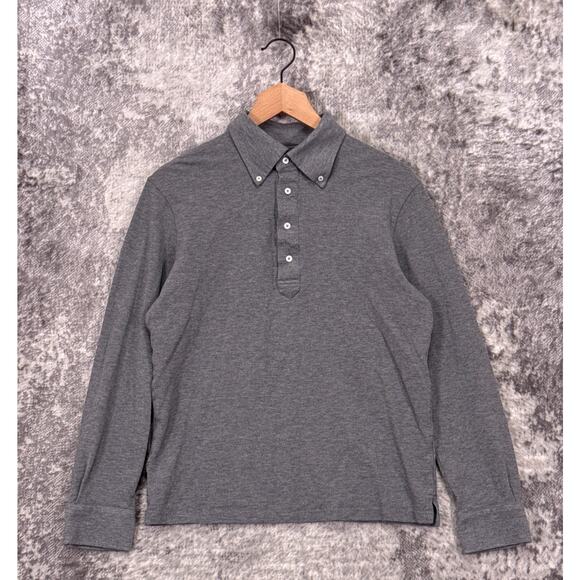 Spier & Mackay Polo Medium Mens Pique Heather Gray Button Down Collar Short - Picture 1 of 8